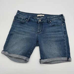 Bullhead Womens Medium Wash Denim Cuffed Jean Shorts Blue Size 27